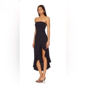 NWT Free People Made Me Blush Crepe Strapless Boho Slit Midi Dress, size M